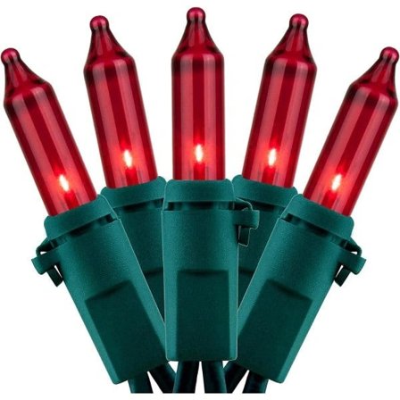 Røde juletræslys med grønt kabel 20 meter 200 lamper UL-certificerede