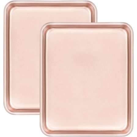 Stekebrett, non-stick stekebrett sett med 2, non-stick ovnsform, stekepanne, kraftig karbonstål stekebrett giftfri, 5 cm