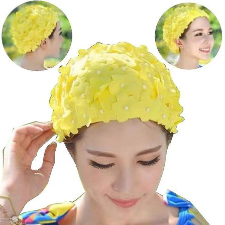 Vintage blommös cap kvinnor Snygg cap cap Nylon Spandex Flower Cap