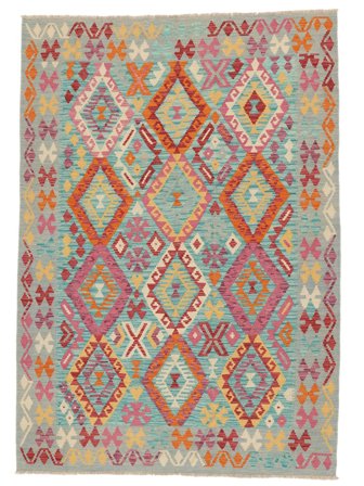 Hand Woven Kilim Afghan Old Style Rug 177X258 Wool Green/Dark Green