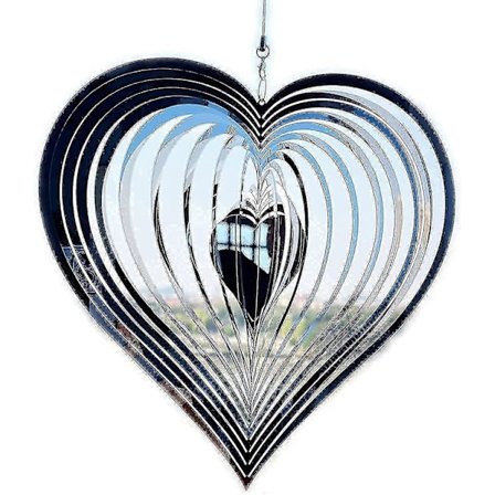 2023 - Hjerteformede utendørs vindklokker, roterende vindklokker i metall, vindklokker i rustfritt stål, spiralvindklokker for I (ShiKai)