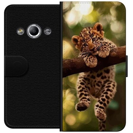 Kompatibel Tegnebogsetui til Samsung Galaxy Xcover 3 Leopardunge liggende på gren med store øjne blød pels varm jungle følelse og naturinspireret