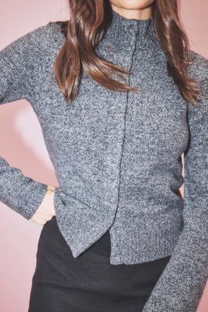 NA-KD - Strikket cardigan med høy hals - Cardigan - Grå - S