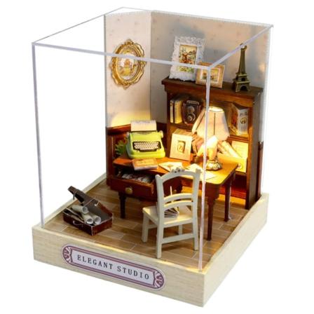 DIY Dukkehus Miniatyr med Møbler Tre Mini Hussett Romdekorasjoner Håndverk Gave til Tenåringer Voksne Kvinner Menn null - 1