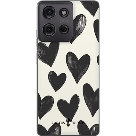 Kompatibelt Mobildeksel til Motorola Motorola Moto G75 Cactus and Friends - Bold Black Love Pattern