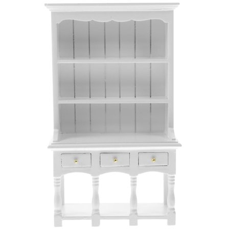 Dukkehus Mini Vitrineskap Miniatyr Vitrineskap Modell Dukkehus Mini Møbler(10,5x4,1x18cm,Hvit)