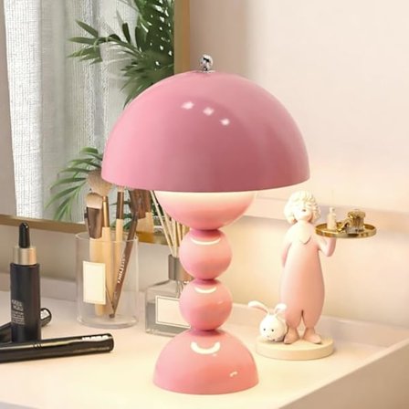 Mid-Century Modern Pöytävalaisin Pinkki Pallovalaisin Metallikupu Yövalaisin Söpöt Lamput Pinkki Sienipöytävalaisin Pohjoismainen Pieni Sänkyvalaisin