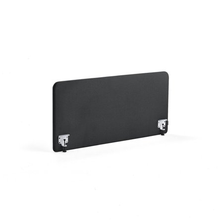 Tischteiler ZONE, inkl. weiße Beschläge, 1400 x 650 x 36 mm, Stoff Hush, dunkelgrau