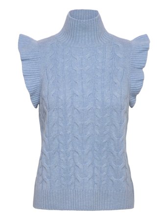Davida Cashmere | Roll Neck Frill Cable Vest | L