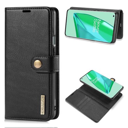 DG.MING OnePlus 9 Pro 2-in-1 lompakkokotelo - Musta