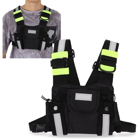 Walkie Talkie Sele Sele Radio Vesker, Justerbar Nylon Brystpakke, Universal Radio Vest, Grønn Reflekterende Brystpose, for Motorola, for TYT