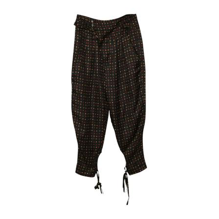 Isabel Marant Pre-owned Isabel Marant Printed Tie Hem Byxor in Black Silk svart, Dam, Dam, Storlek: M