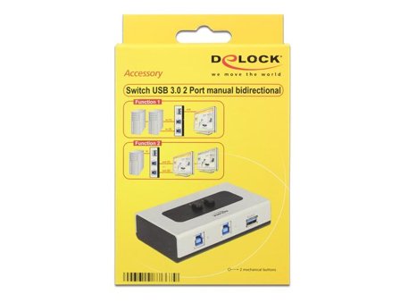 Delock Switch USB 3.0 2 port manual bidirectional - USB-periferdelesvitsj - 2 porter