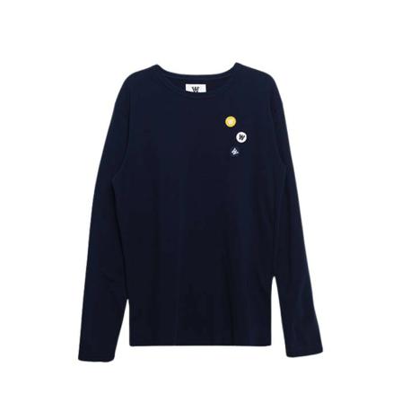 Wood Wood, Mel Patches Longsleeve T-shirt Blauw, Heren, Maat:S