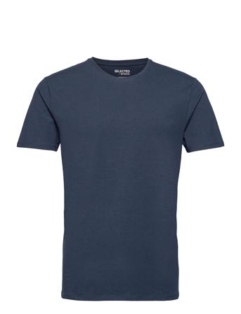 Slhnewpima Ss O-Neck Tee B T-shirts Short-sleeved Blå Selected Homme