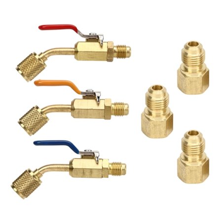 6 st Kylmedel Vinklad Kompakt Kulventil Passar för R410A R134A R12 R22 R502 AC HVAC Kylningsladdningsslangar