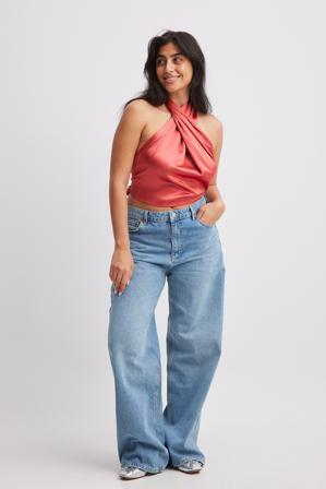 NA-KD Party Haut en satin torsadé recyclé - Crop tops - Rouge - EU 36
