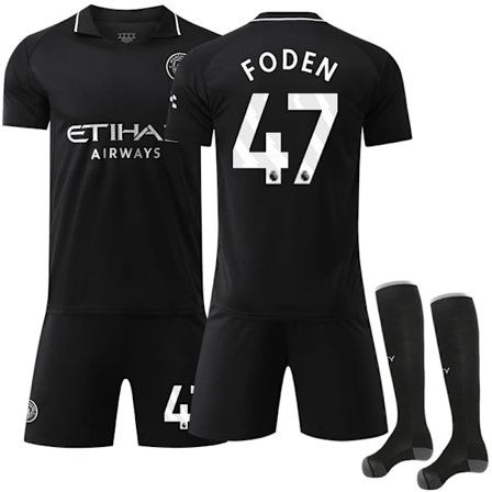 25-26 Manchester City Bortedrakt Fotballsett for Barn Nr. 47 Foden