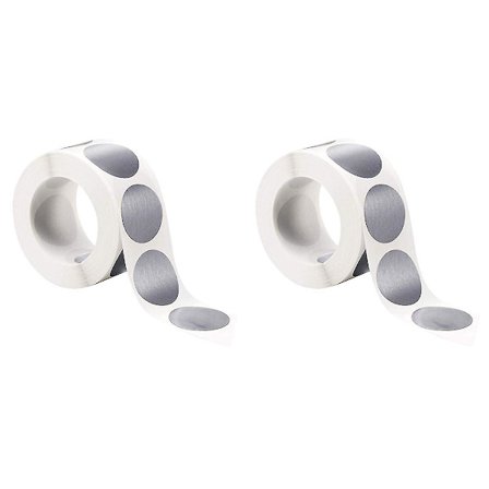 2 Ruller 300 stk. Skrape DIY Limklistremerke Runde Etikettpapir Gaveklistremerker Sølvpose