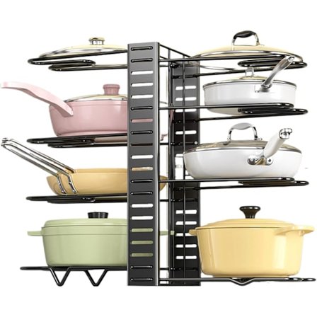 Skap hylle for gryter og panner, justerbar kjøkkenskap hylle, plassbesparende kjøkkenhylle