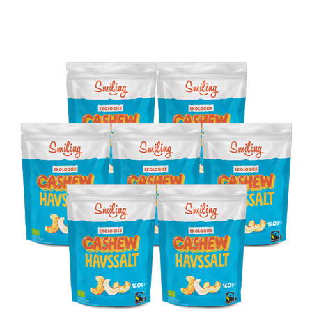 Smiling 7 x Naturgodis Cashewnötter 160 g