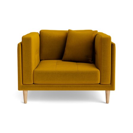 Cali Sessel Riviera Gelb Moderner Polstersessel mit extra breiter Sitzfläche 72cm und Nozag-Federn für hohen Komfort im Wohnzimmer 76cm