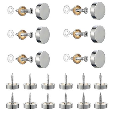 20 stk. Børstet rustfrit stål spejlskruer med dekorative hætter til spejle, borde, badeplader, skabe, glaspaneler (sølv) (12 mm) Sh LGL