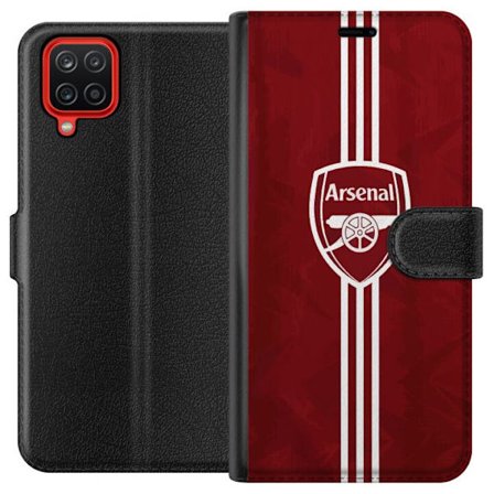 Kompatibel Tegnebogsetui til Samsung Galaxy A12 Arsenal Emblem Fotboll Premier League Klubbmärke Röd Vit