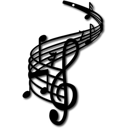 Metallväggkonst Musikalisk Not Dekor Notationskonst Diskantklav Svart
