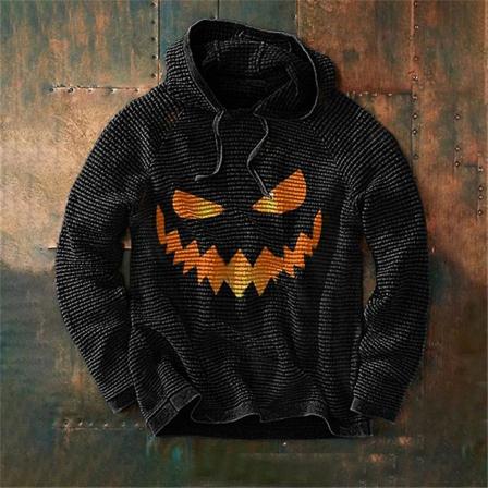 Græskar Halloween Kostume Hættetrøje Pullover Hættetrøje BLACK STYLE 2 S