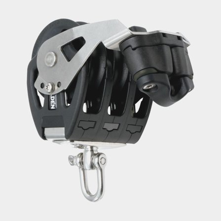 Bloco triplo com manilha Seldén PBB 60, giratório, de deslizamento, com mordedor, para cabos Ø8 - 12 mm