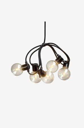 Konstsmide - Lighset 10 runda glödlampor, B/O 225cm - Svart - Ljusslingor - Från Homeroom