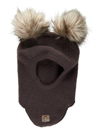 Wool Fullface W. Pom Pom Accessories Headwear Balaclava Brun Mikk-Line