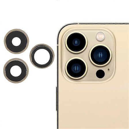 Til iPhone 13 Pro/13 Pro Max 1 Sæt Bagkamera Linse Ring Beskyttelse med Glaslinse (uden Logo) (FMY) Multicolor Guld