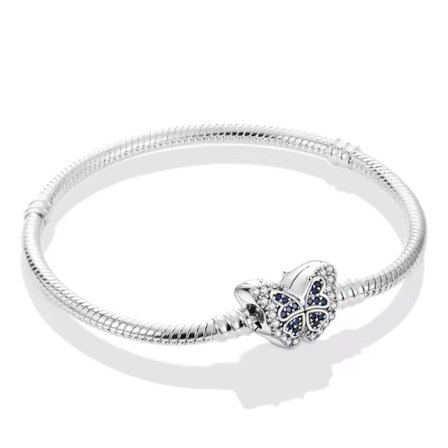 Lady Heart & Butterfly Layer 925 Sterling Silver Bracelet, Safety Chain Charm Bracelet, Compatible with Original Jewelry Beads