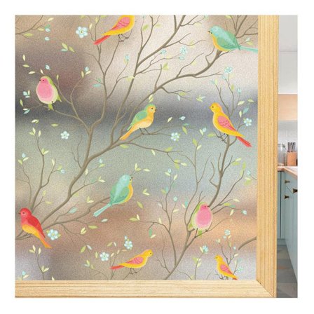 Statisk självhäftande fönsterfilm – insynsskydd, UV-skydd och mörkläggning med fågelmotiv, för vardagsrum och kontor