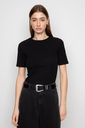 CAMILLA PIHL - Pippa Rib Tee - Black SizeS