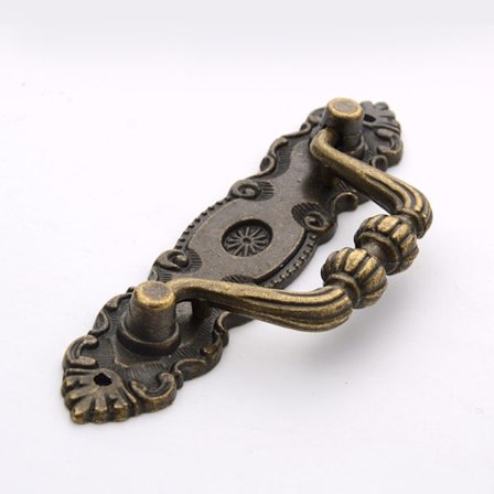 Antik skuffegreb i zinkbronze - skuffegreb i bronze - vintage møbelgreb - dekoration - retro dørgreb med skruer til møbeldørskab D