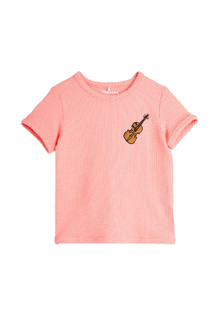 Mini Rodini Violin embroidered Short-sleeve tee Överdelar Dam Rosa 104/110