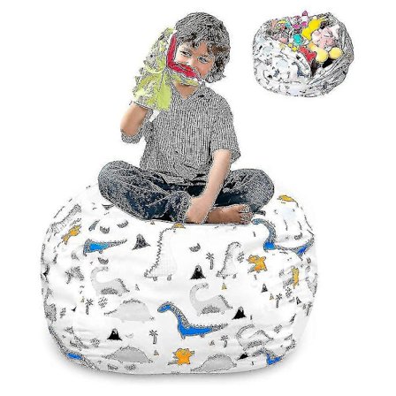 Barn Fylld Djur Förvaring Sittsäck Med Bärhandtag För Leksaker--dinosaurie