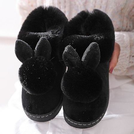 Ny mode efterår vinter bomuld tøfler kanin øre Hjem indendørs tøfler vinter varme sko Dame søde plys tøfler