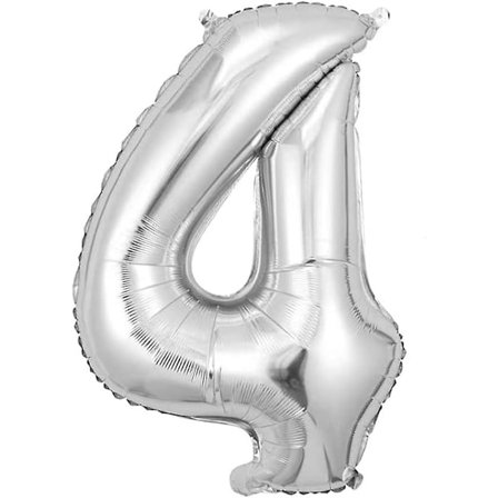 Heytea 40-tommers Sølv Stor Aluminiumfolie Nummerballong Bursdagsfestfeiring Dekorasjon Stor Ballong (40-tommers Sølv) (4)
