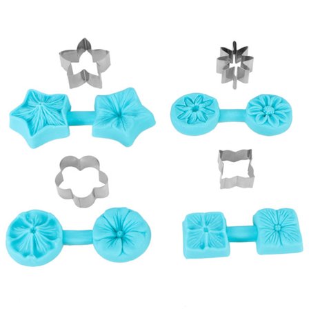 4 sæt fondant chokoladeform silikone bageform køkkenredskaber med udstikker