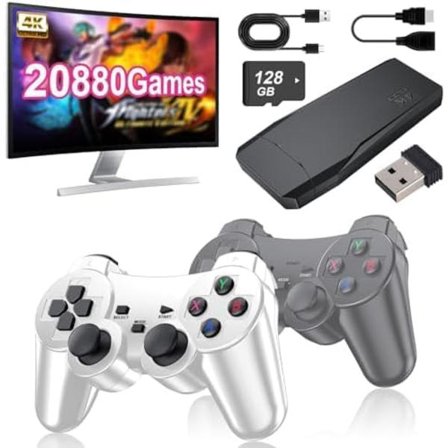 2025 Senaste Modell 4K Trådlös Retro Spelkonsol 20000+ Klassiska TV-spel, Retro Stick Inbyggd i 9 Emulatorer Plug and Play Video