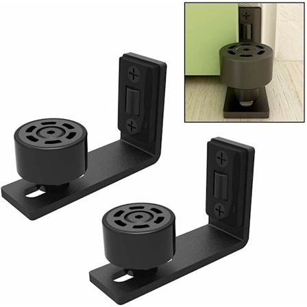 Par Justerbar Gulvføring til Skydelåge, Skydedørsskinne, 2 Døre (Ingen Rille på Dør, Ingen Gulvboring)