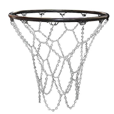 Basketballnett, rustfritt stål flettet kjetting, kraftig, standard basketballnett (12 lenker), rask installasjon.