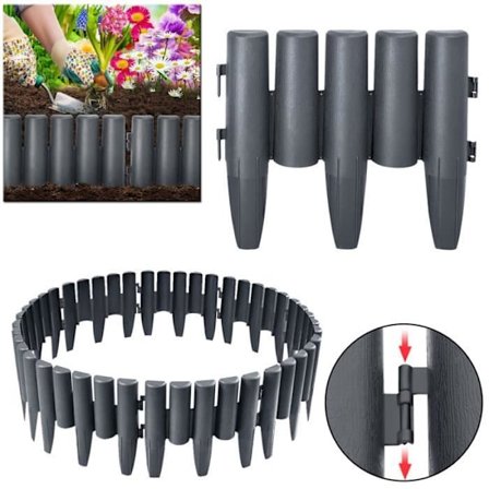 UISEBRT Trälook Plast Gräsmatta Kant - Antracit - 5,6m - Väderbeständig