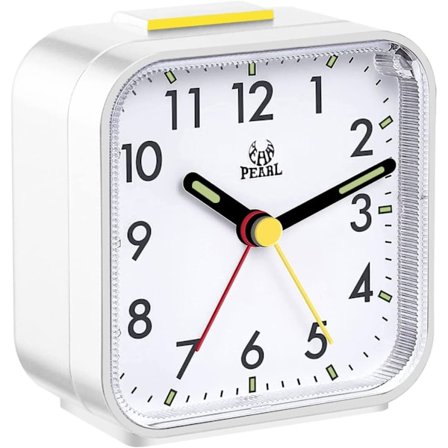 Analog Alarm Clock (Hvit) Stille Liten Reisevekkerklokke Ikke Ti