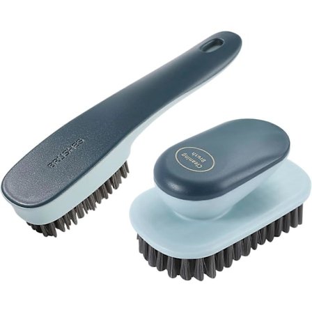 Rengøringsbørste, lille husholdningsbørste til vask, til skrubning af tøj, sko, undertøj, stof, håndrengøringsbørste, 2-pak, blå