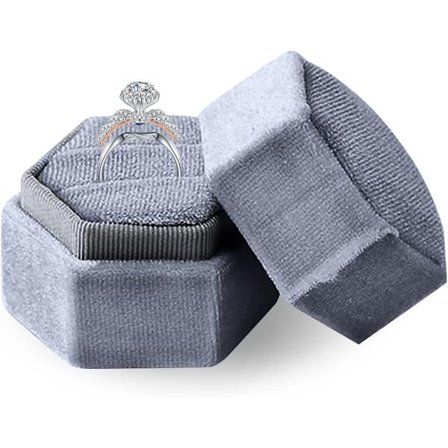 Sammetsringask för smyckesgåva, flanell smyckeskrin med dubbla fack